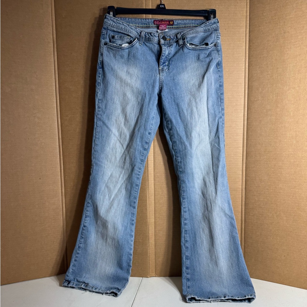 SO. Stretch blue jeans size short 9 JN flare
